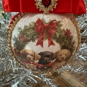 Ornament with Picture of Puppies